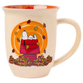 Peanuts Snoopy Fall Leaf Ceramic Mug - 16oz Wide Rim Autumn Coffee Cup - Variation of Peanuts Autumn