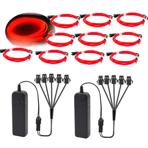 Dark Red 5in1 Electroluminescent Neon Strip Light Wire for Cosplay & Party Decor