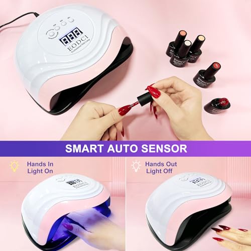 UV LED Nail Lamp 168W with Auto Sensor for Gel Nails - Pink Variation