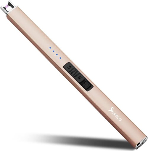SUPRUS Electric Lighter - Windproof Flameless USB Rechargeable with Safety Lock | Champagne Gold
