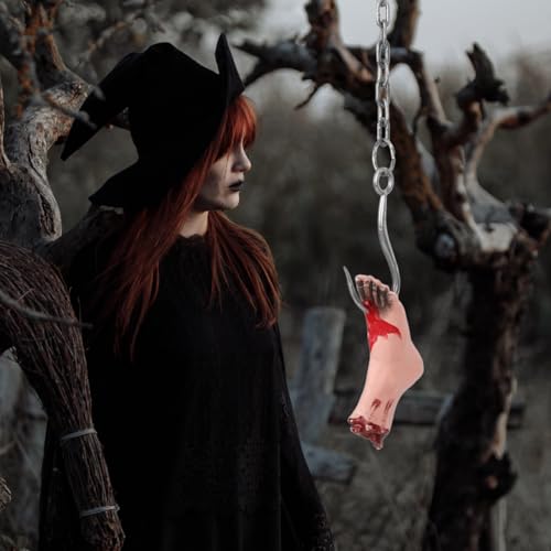Halloween Hanging Bloody Body Parts Decor - Chained Feet Horror Prop