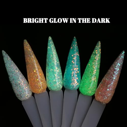 Glow in the Dark Fall Nail Acrylic Powder Set - Pastel Colors, APG060
