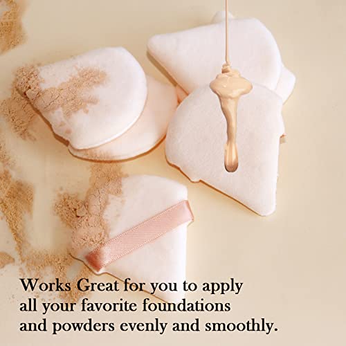 Nude Powder Puff Set - 6 Triangular Makeup Sponges for Flawless Face & Body Makeup