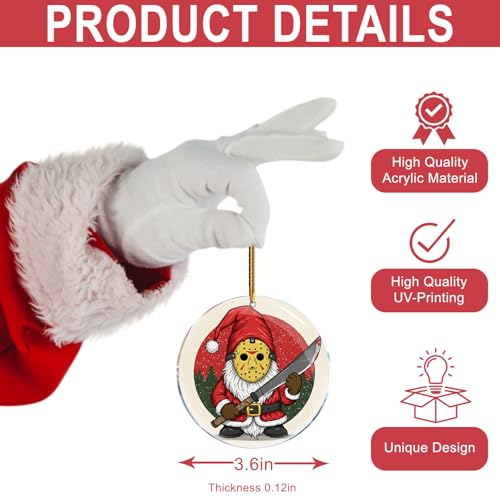 Funny Gnome Halloween Christmas Ornament - Acrylic Gnome Decor - 3.6 Inch