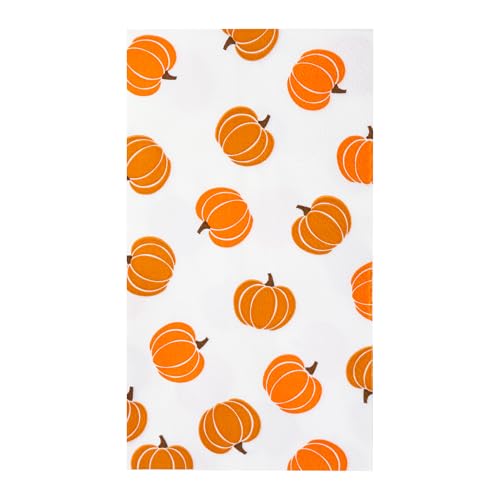 Pumpkin Guest Napkins Set - Fall Decor 4.3 x 7.8 Inch 100-Pack