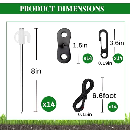 14-Piece Metal Inflatable Stakes Set with Tethers for Yard Decorations