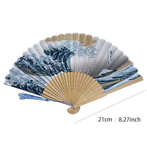 Japanese Handheld Fan - Medium Multicoloured Silk Bamboo for Dancing & Wedding