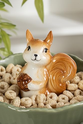 Cute Green Squirrel Ceramic Candy Bowl - Animal Snack Dish for Kitchen Decor