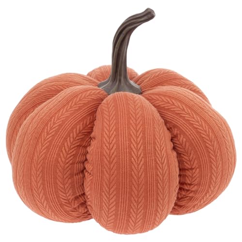 Large Fabric Pumpkin Decor - Terracotta Orange for Fall Halloween Thanksgiving - Tabletop Mantel Shelf Decoration