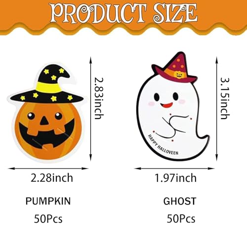 Halloween Lollipop & Candy Holder Cards - 100 Pack with Pumpkin & Ghost Designs