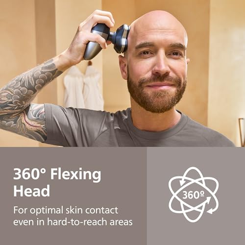 Electric Head Shaver Pro 9000 Series with Black Variation, 360° Flexing Head & Travel Case