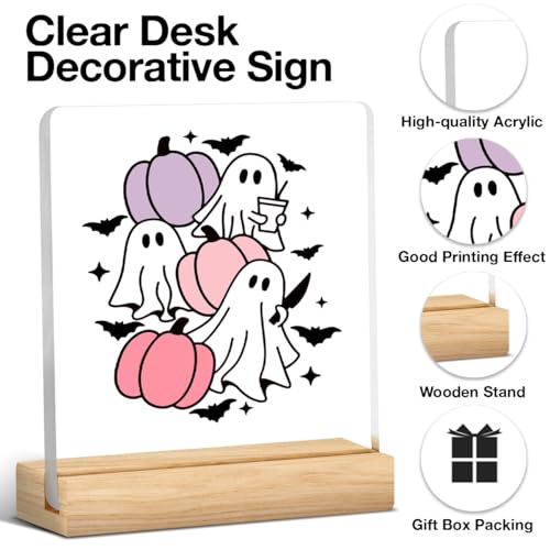 Acrylic Halloween Pumpkin Ghost Decor Sign for Home Office - Variation 5