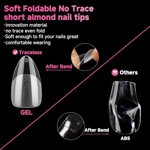 Short Almond Gel Nail Tips A0 - Almond Shape, 312pcs, Deep Matte Finish