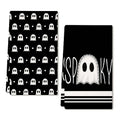 Halloween Kitchen Towels Set - Ghost & Spooky Decor, Black, 2 Pieces
