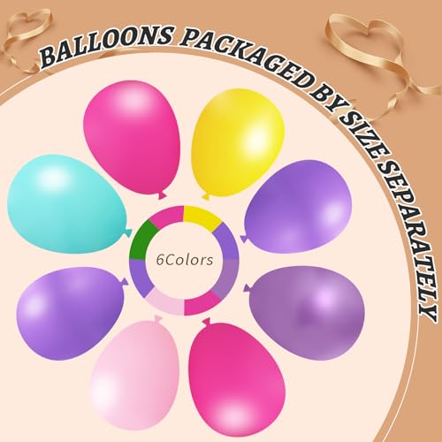 Purple Blue Pink Balloon Garland Arch Kit - 412pcs, 5-18 Inch Variations