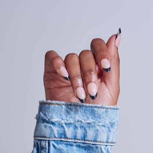 Full of Fun Short Almond Press On Nails with Glue - Black, Medium, 32 Nails