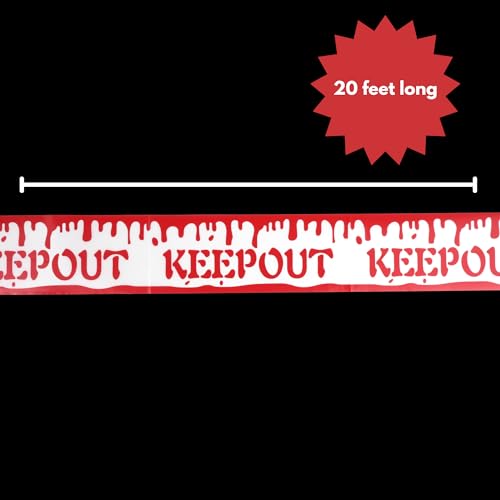 Halloween Caution Tape Keep Out Dripping Blood - 30 Ft Spooky Barrier Decor
