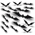 Halloween 3D Bat Wall Decor Set - 180 Pieces Multi Size Bat Stickers