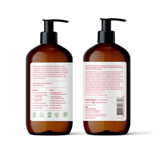 Everyone Liquid Hand Soap - Ruby Grapefruit, Plant-Based Cleanser, 12.75 Fl Oz