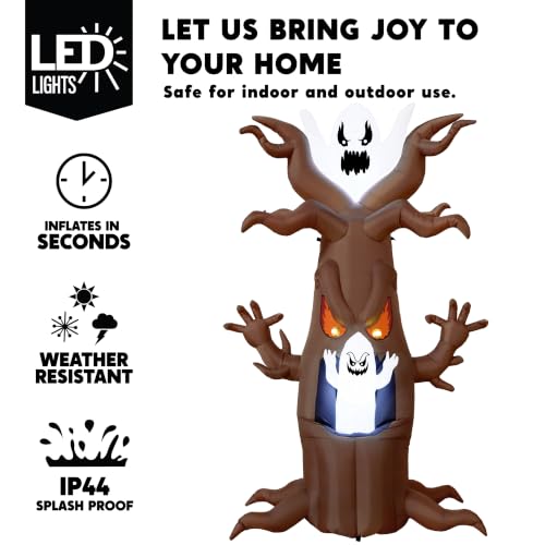 7 Ft Halloween Inflatable Tree with Ghost & Built-in LEDs Outdoor Yard Decor