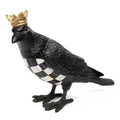 Halloween Crow Figurine with Gold Crown and Checkered Breast - Indoor Decor