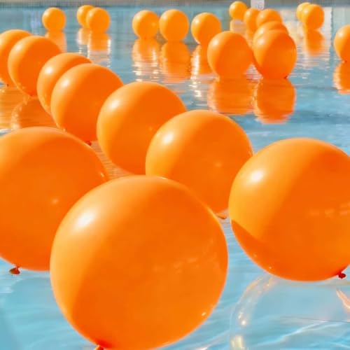 Giant Orange Latex Balloon Kit - 50 Pcs Pool-Safe Party Decorations for Halloween & Events - Includes 18