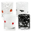 Halloween Glass Cup Set 4 Pcs 16oz Ghost Bat Pumpkin Heart Shaped Drinking Glasses