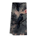 Dark Moody Raven Crow Kitchen Towels - Gothic Floral Hand Dish Towels, 16x24 Inch
