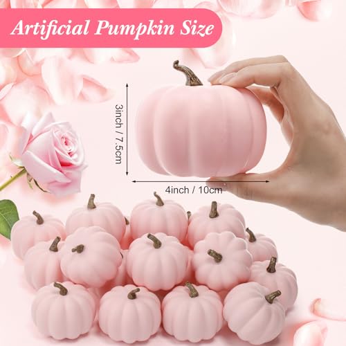 Pink Artificial Pumpkin Decor Set - 24 Mini 4-Inch Fall Foam Pumpkins