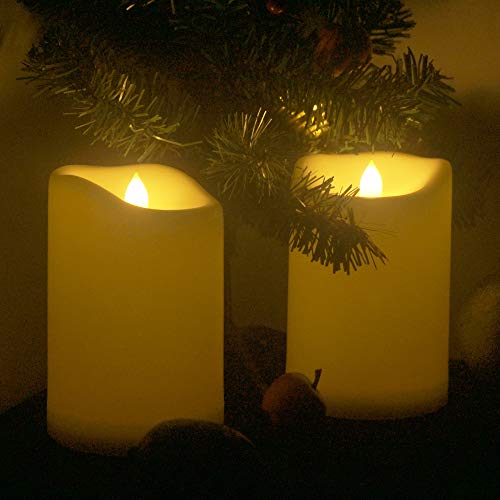 Cream White Outdoor Flameless LED Pillar Candles Set - 4x6 Inches with Timer, 2 Pack