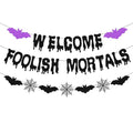 Halloween Banner Set with Bat & Web Decor - Haunted House Wall Hangings
