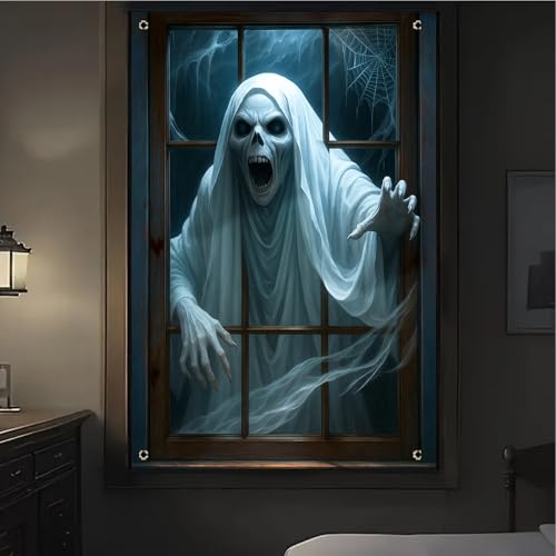 Halloween Ghost Window Cover 31x47 Inch Polyester Outdoor Decor