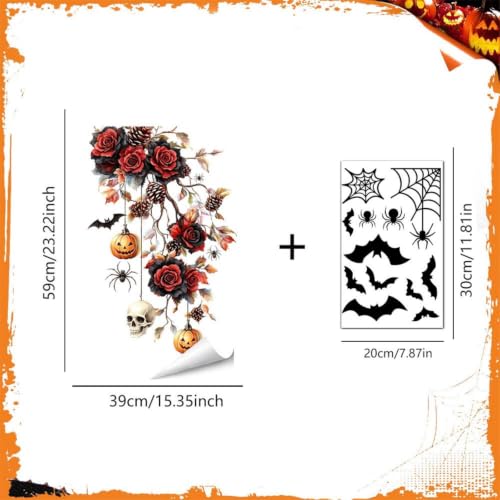 Halloween Red Rose Window Clings - Pumpkin Skull Stickers for Windows - Variation: Halloween Flower5