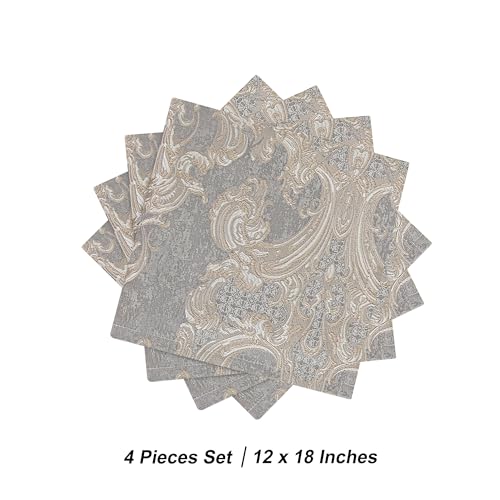 Grey Damask Cloth Napkins Set of 4 - 18 x 18 Inches - Elegant Table Decor