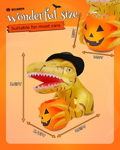 Yellow Trunk or Treat Car Decorations Kit with 4 LEDs - 3.44 FT Inflatable Halloween Decor