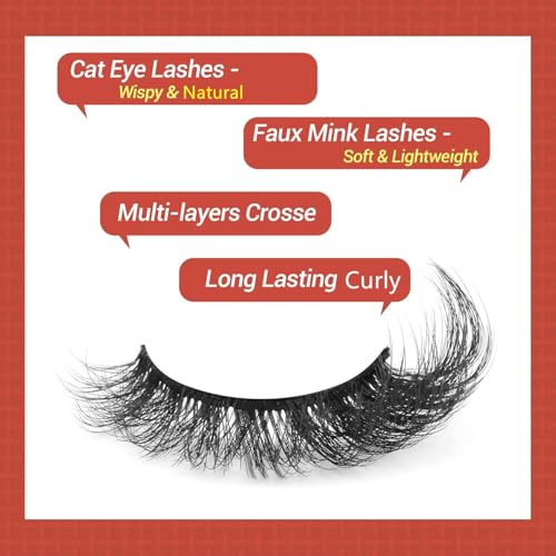 Dramatic 20MM Mink False Eyelashes - Wispy Cat Eye Style, 7 Pairs by Ruairie