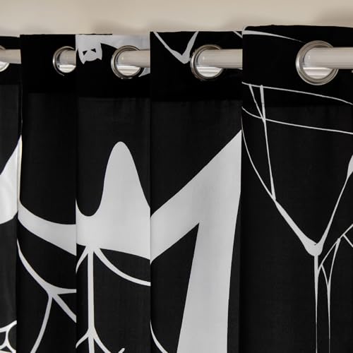 Halloween Curtains for Living Room & Bedroom - Black Spider Web 2 Panels - 55W x 84L - Variation of Black / 55W x 84L