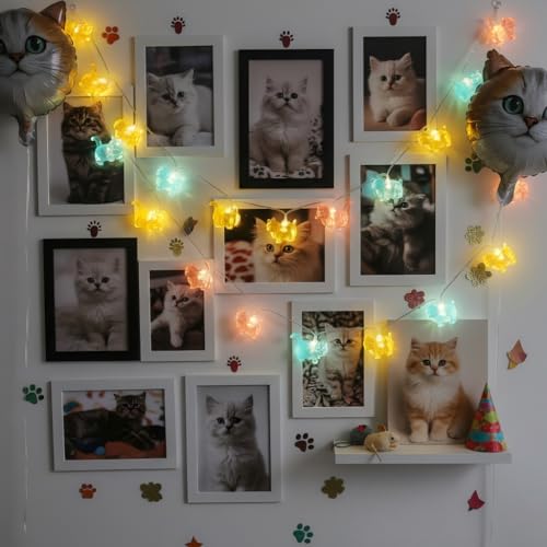Cat String Lights - 30 LED Indoor Fairy Lights with USB Plug - 10ft