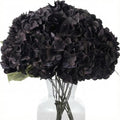 Artificial Hydrangea Flowers Bouquet - 20 Inches Black Silk Blooms, Full Stems, Realistic Decor