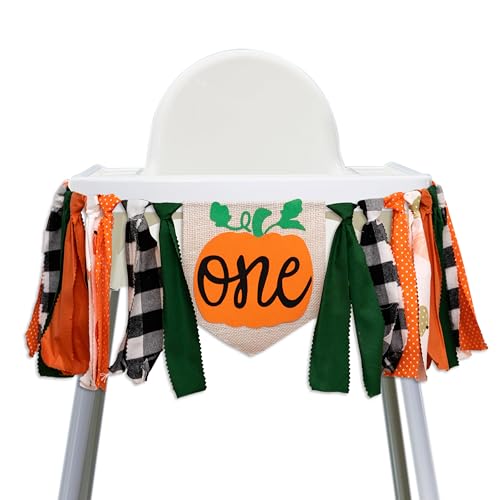 Fall Pumpkin First Birthday Highchair Banner - Orange Pumpkin Variation