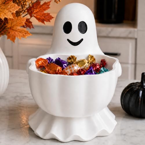 Halloween Ghost Candy Bowl - Cute Resin Snack Holder for Treats & Decor