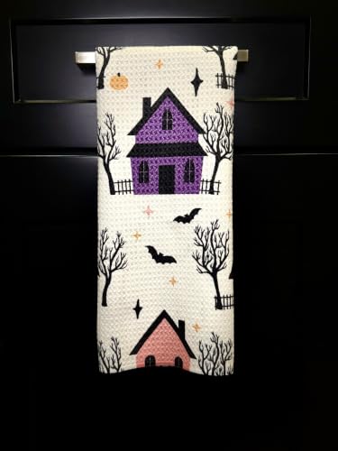Halloween Haunted Kitchen Towel Set - Double Sided Microfiber Dish Cloths, Quick Dry, Absorbent, 2 Pack