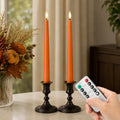 Orange Flameless Taper Candles with Remote Control - Fall Home Decor