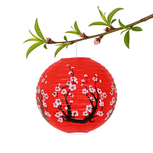 Red Paper Lanterns Set - 6 Pack 12-Inch Hanging Chinese & Japanese Decor for Festivals