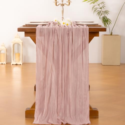 Dusty Pink Cheesecloth Table Runner 10ft x 3pcs Fall Boho Wedding Home Decor