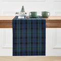 Pure Linen Table Runner 14x120 Inches Blue Green Plaid - Handcrafted, Eco-Friendly