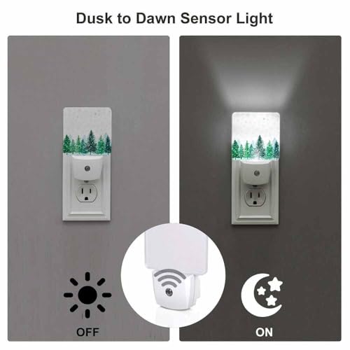 Winter Snow Scene Night Light - Falling Snowflakes and Pine Forest, 1 Pack