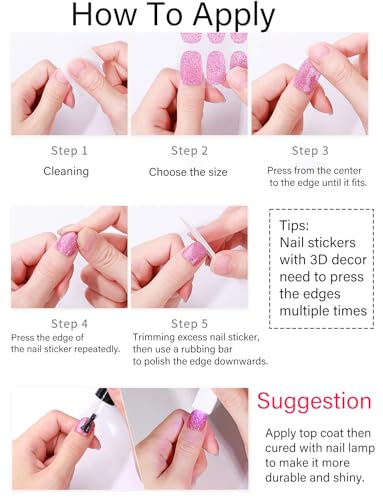 Gel Nail Strips No UV Caramel Glitter Long Lasting Nail Wraps - 22 Sheets