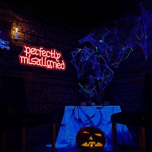 Perfectly Misaligned Gothic Neon Sign - Dimmable LED Wall Art for Halloween & Anniversary Decor