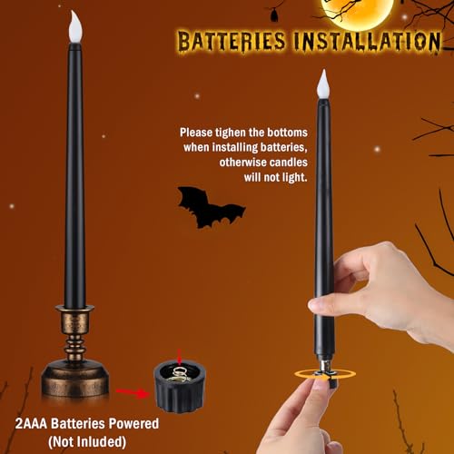 Halloween Black Flameless Candles with Gold Base - 16 Pcs